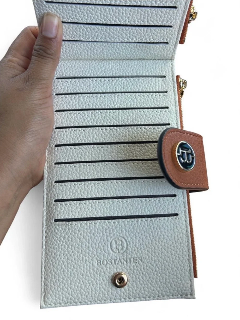 JJ Light Blue and Brown Leather Wallet
